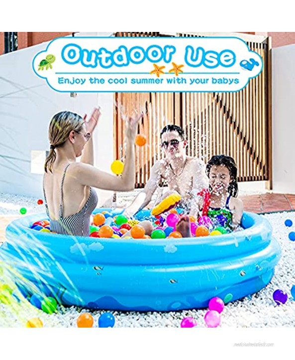 Kiddie Pool Inflatable for Kids Swimming Pool for Toddlers Babys 3 Rings Pool for Kids Small Portable Round Pool with Soft Bubble Bottom for Outdoor Indoor Backyard Summer Water Game（58’’×12’’）