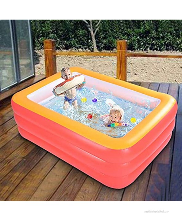 Kiddie Pools Inflatable Swimming Pool with Soft Floor Durable 59 inches Swim Play Kids Pool for Garden or Backyard or Indoor Orange