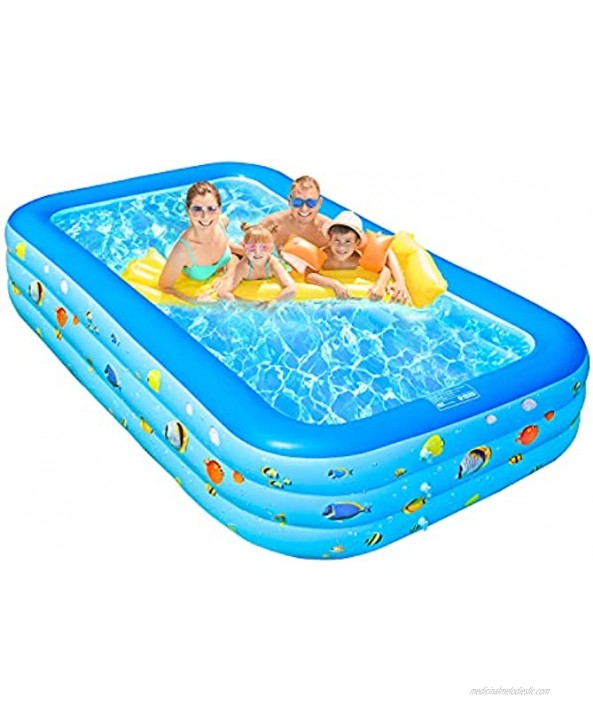 Lucfuway Inflatable Swimming Pool Kids Pool 120 X72 X20 Full-Sized Family Kiddie Blow up Pool Garden Backyard Outdoor Summer Water Party