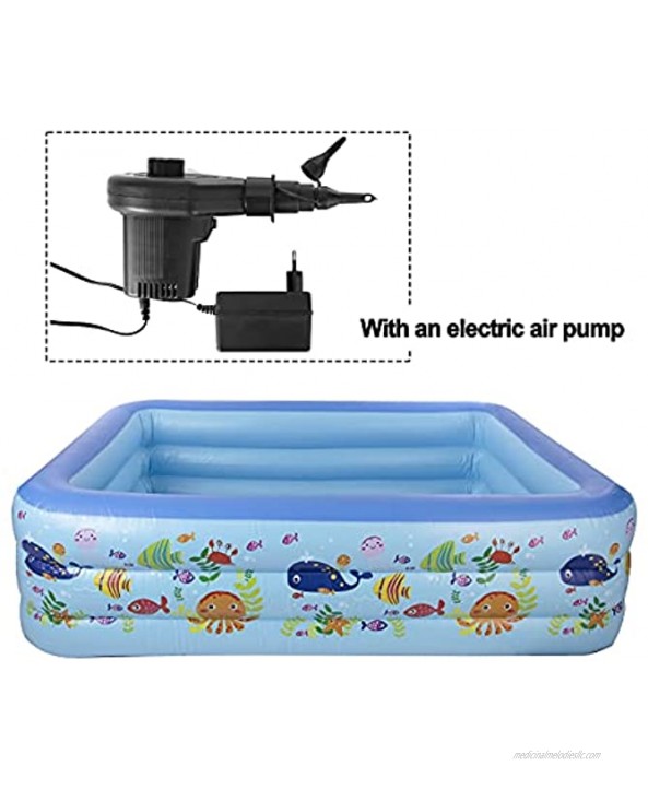 NBBNFT Inflatable Swimming Pools Summer Water Party Kiddie Pool Outdoor Backyard Family Blow Up Pool for Kids Adults Electric Pump Included,83 X 55 X 19