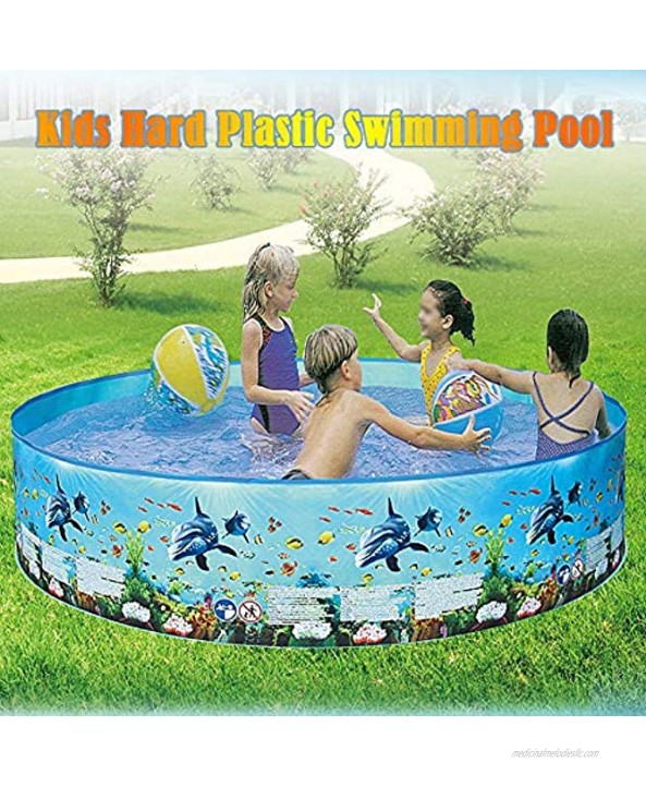 Outbool Inflatable Kiddie Pool，Inflation-Free Hard Plastic Swimming Pool Folding Pool Round Swimming Pool for Babies Kids Adults（124.74.7in）