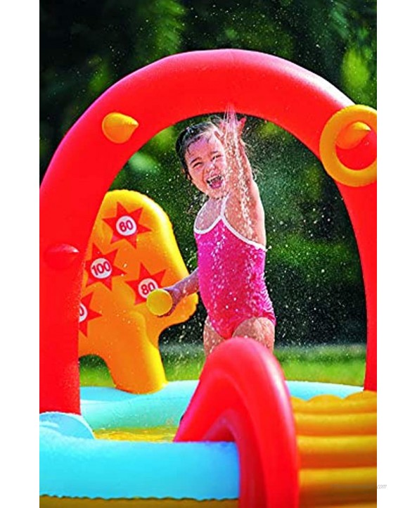 Outraveler Sliding Play Pool Inflatable Swimming Pool for Kids Age 2-6 Multi-Functions of Slide Spray Water,Toss Ring and Ball 88.5″x 49″x 41″