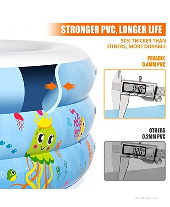Peradix Inflatable Kiddie Pool Upgraded Thickened Kids Swimming Pool Kids Pool Outdoor Wading Pool Toys for Baby,Blow Up Pool Family Lounge Pool for Kids Adults Backyard Water Game-Include Patch