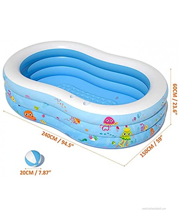 Peradix Inflatable Kiddie Pool Upgraded Thickened Kids Swimming Pool Kids Pool Outdoor Wading Pool Toys for Baby,Blow Up Pool Family Lounge Pool for Kids Adults Backyard Water Game-Include Patch