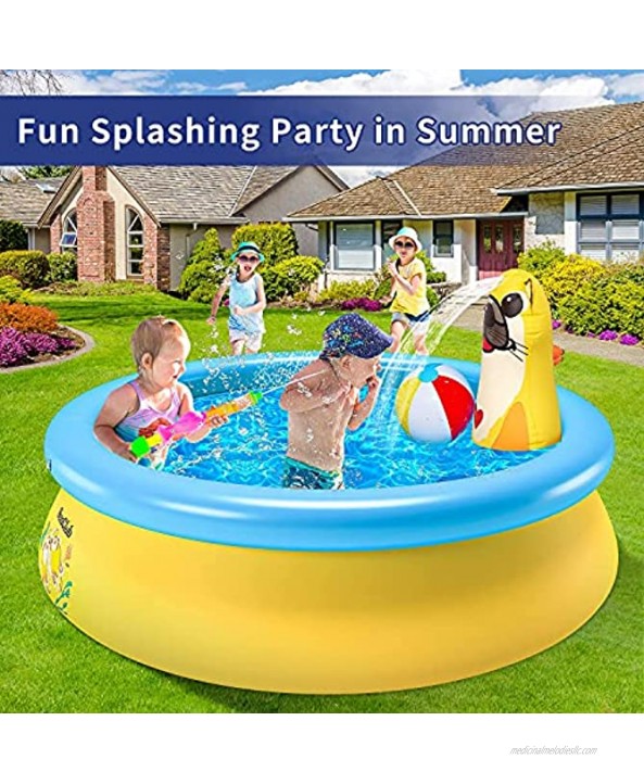Rimdoc Inflatable Pool for Adults Kids and Toddler Round Kiddie Pools with Spray Above Ground Blow-Up Big Swimming Inflatable Pool for Family Outdoor Lounge Backyard Garden 59 x 59 x 16 inch