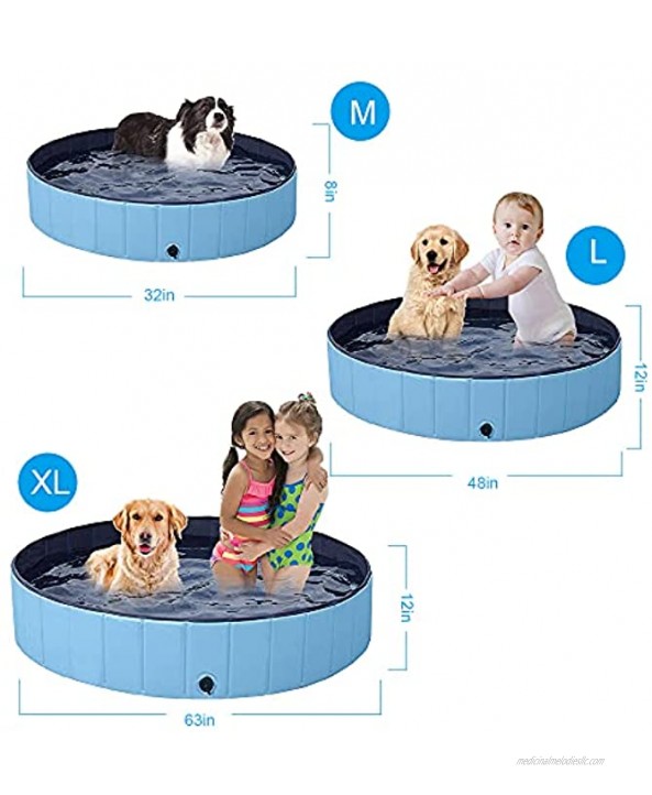 RIRGI Folding Portable Pet Pool Kiddie Pool Hard Plastic Pet Bath Pool Collapsible Non-Slip Material Indoor and Outdoor Kids Pet Swimming Pool for Dogs,Cats Kids48”x 12“in