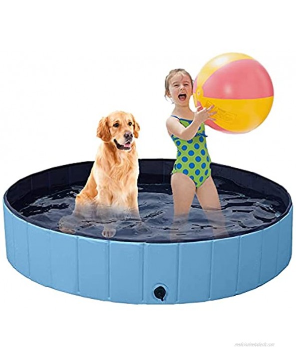 RIRGI Folding Portable Pet Pool Kiddie Pool Hard Plastic Pet Bath Pool Collapsible Non-Slip Material Indoor and Outdoor Kids Pet Swimming Pool for Dogs,Cats Kids48”x 12“in