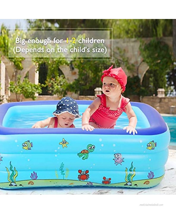 Satkago Swimming Pool 59 x 43inch Thickened Inflatable Swimming Pool Family Outdoor Backyard Summer Water Play Center for 1-3 Kids Children Ages 3+