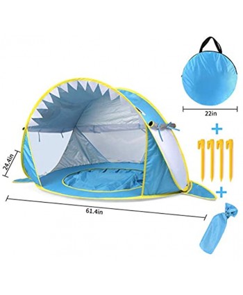 SHXKUAN 2021 Upgrade Baby Pop Up Tent,Beach Shade Baby Pool Tent,UPF 50+ Sun Shelter Waterproof for Toddler Aged 0-4 Years Blue