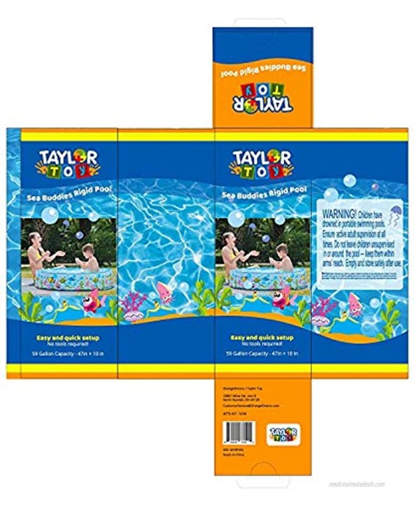 Taylor Toy Snapset Swimming Pool for Kids | Toddler and Baby Pool | 47” Diameter x 10” Depth 59 Gallon Kiddie Pool | Sea Buddies