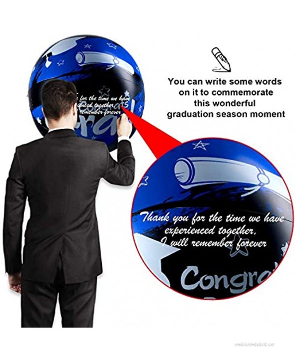 4 Pieces Inflatable Beach Balls for Blue Graduation Party Jumbo Congrats Grad Sign Inflatable Beach Ball Keepsakes to Autograph or Toss for 2021 Blue Graduation Party Supplies and Party Favors Blue