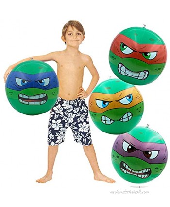 4 Turtles Inflatable Beach Ball Set Swimming Pool Floats floatie for Summer Party Decoration Funny floties Water Play