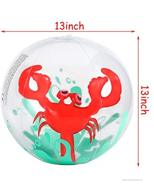 Amor 3 Pieces 3D Beach Balls 13 Inch Inflatable Beach Ball for Kids Pool Toy Balls for Summer Beach Pool Party Favor Home Decoration