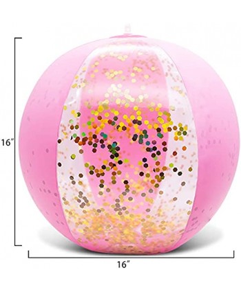 Amor Inflatable Glitter Beach Ball 16" Accessory Confetti Pink