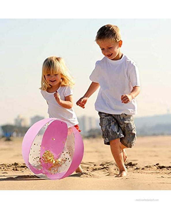 Amor Inflatable Glitter Beach Ball 16 Accessory Confetti Pink