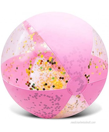 Amor Inflatable Glitter Beach Ball 16" Accessory Confetti Pink