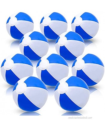 ArtCreativity Blue & White Beach Balls for Kids Pack of 12 Inflatable Summer Toys for Boys and Girls Decorations for Hawaiian Beach and Pool Party Beach Ball Party Favors