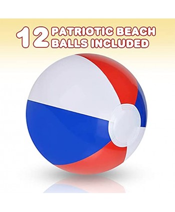 ArtCreativity Patriotic Beach Balls for Kids Pack of 12 Inflatable Summer Toys for Boys and Girls Decorations for Hawaiian Beach and Pool Party Beach Ball Party Favors