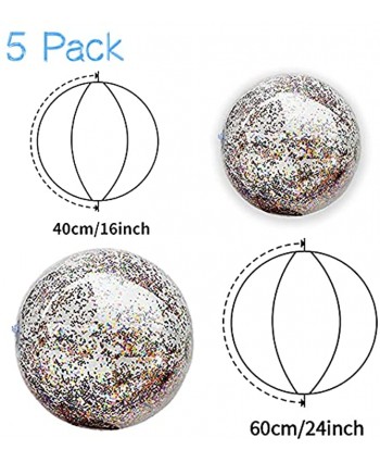 Beach Ball Jumbo Pool Games Ball Giant Glitter Inflatable Clear Beach Ball Water Play Toys Balls Beach Party Decorations Summer Outdoor Pool Party Beach Party Favors for Kids Adults