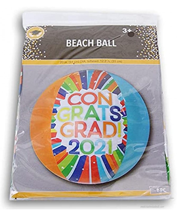 Congrats Grad 2021 Multi-Color Graduation 20 Inch Beach Ball