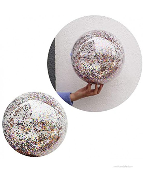 FAVOMOTO Sequins Beach Ball Inflatable Confetti Beach Balls 16 Inch Pool Toys Balls Clear Ball Summer Beach Party Toys for Kids Adults