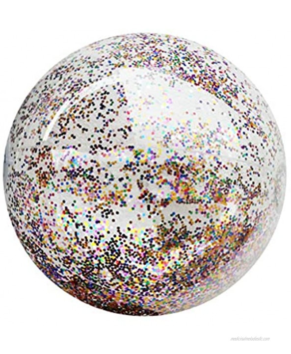 FAVOMOTO Sequins Beach Ball Inflatable Confetti Beach Balls 16 Inch Pool Toys Balls Clear Ball Summer Beach Party Toys for Kids Adults