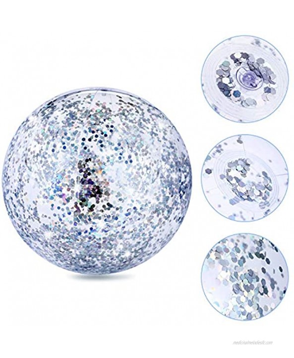 Hsei 3 Pieces Inflatable Beach Ball Glitter Beach Ball Floatable Confetti Ball for Summer Beach Pool and Party Favor