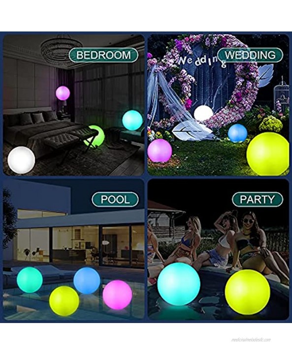 Icnice LED Beach Balls Glow in Dark Party Supplies 2pcs Inflatable Light up Ballon 16'' Floating Pool Light with Remote 13 Color 4 Mode Beach Game Pool Toy Kickball for Neon Party Decoration-4 Lights