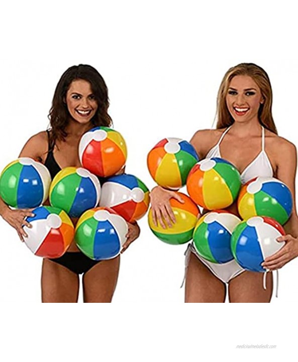 Inflatable Beach Ball 12 Inches Rainbow Colored Inflatable Swimming Pool Ball Blow up Beach Pool Ball Toys for Kids Birthday Party Supplies Favors Luau Decorations