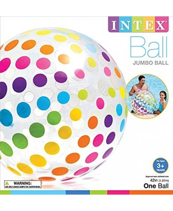 Intex Jumbo Inflatable 42" Giant Beach Ball Crystal Clear with Translucent Dots 1 Pack