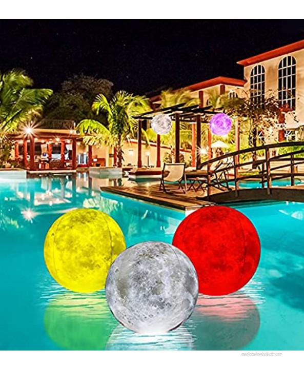 IOKUKI 16'' Rechargeable Floating Pool Lights Light Up Pool Toys Inflatable Moon Light Ball with RC Timer Glow Beach Ball Pool Floats Kids & Adults for Pool Game Party Decorations 1 PCS