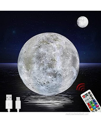 IOKUKI 16'' Rechargeable Floating Pool Lights Light Up Pool Toys Inflatable Moon Light Ball with RC Timer Glow Beach Ball Pool Floats Kids & Adults for Pool Game Party Decorations 1 PCS