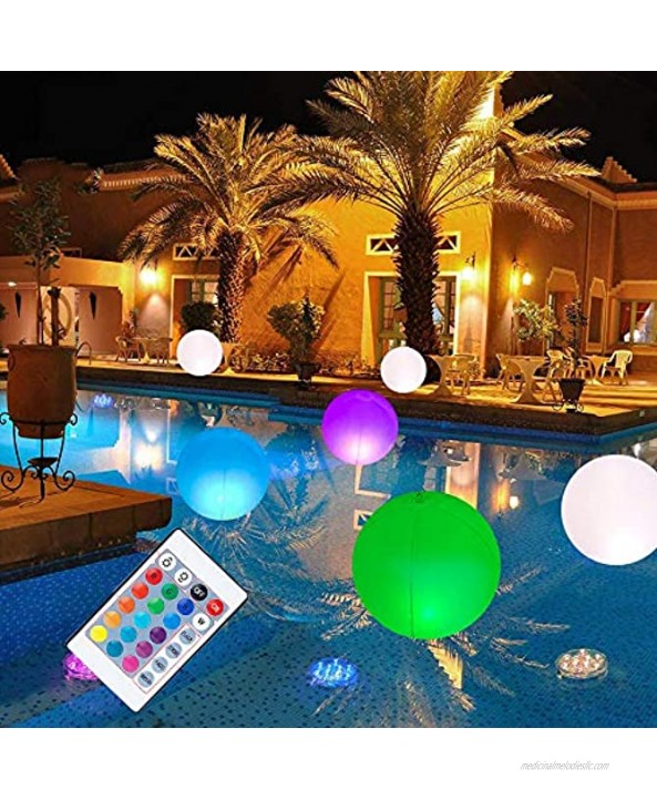 KimBird Solar Energy LED Floating Pool Lights 12 Inflatable Waterproof LED Light Up Beach Ball with Remote Swimming Pool Toy 13 Colors Changing Glowing Pool Ball LED Light Up Floating Beach Ball