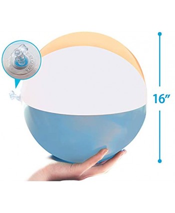 Novelty Place Inflatable Beach Balls 12 Pack 16" White Panels Alternate with Macaron Colors Leak-Proof PVC Summer Beach Pool Party Supplies Fun Floating Toys for Teenagers Adults