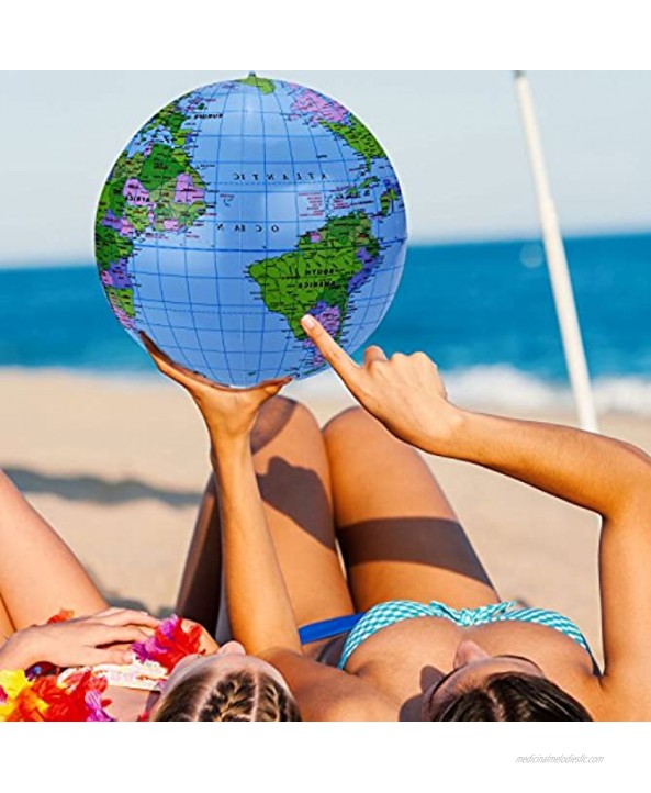 Pangda 8 Pack Inflatable Globe PVC World Globe Inflatable Earth Beach Ball for Beach Playing or Teaching 16 Inch