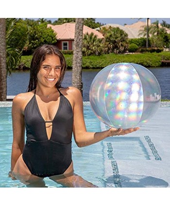 Poolcandy Holographic 3D Beach Ball Colors Change in Sunlight Lightweight Great for Beach Pool Party Decoration