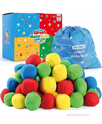 teytoy My First Water Balls Fight Splash Water Balls with Bag for Kids & Adults Anytime ,Pool and Beach Fun Party Favors Toys Perfect for Outdoor Play Activity 60 Pack