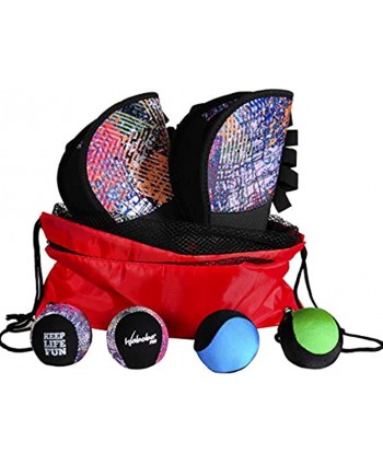 Waboba Catch Glove w  Pro Ball _ Frustration Free Packaging _ Bundle of 2 Sets _Bonus 2 Wave Skipper Balls _ Bonus Red Black Drawstring Backpack _ Bundled Items