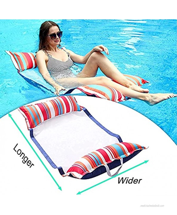 2 Pack Fabric Inflatable Multi Purpose Water Hammocks and Inflatable Baby Float-Pool Swimming Ring with Sun Canopy with Inflator Pump,Waterproof Carry Bag