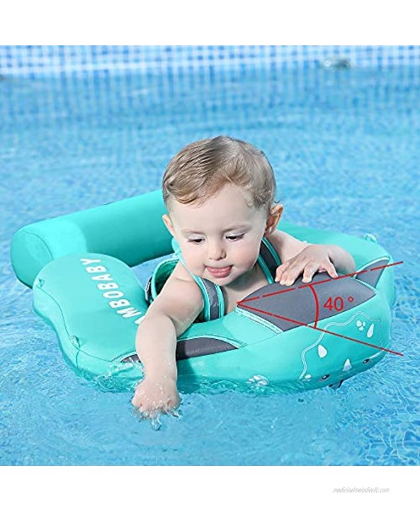 Add Tail Never Flip Over UPF 50+ Size Improved Newest Mambobaby Non Inflatable Baby Float Swim Trainer Solid Infant Pool Float with Canopy Swim Ring