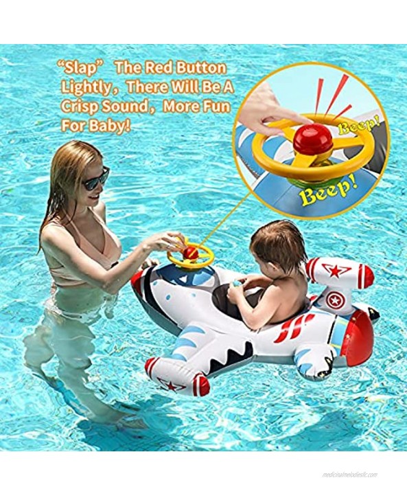 Airplane Yacht Baby Floats for Pool Kids Toddler Infant Baby Swimming Float Lluxury Seat Boat Pool Ring Suitable for 1-4 Year Old Baby