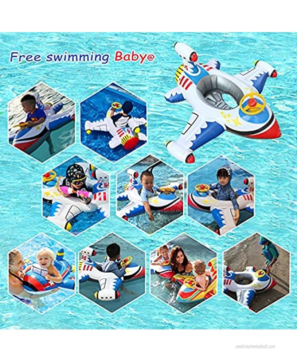 Airplane Yacht Baby Floats for Pool Kids Toddler Infant Baby Swimming Float Lluxury Seat Boat Pool Ring Suitable for 1-4 Year Old Baby