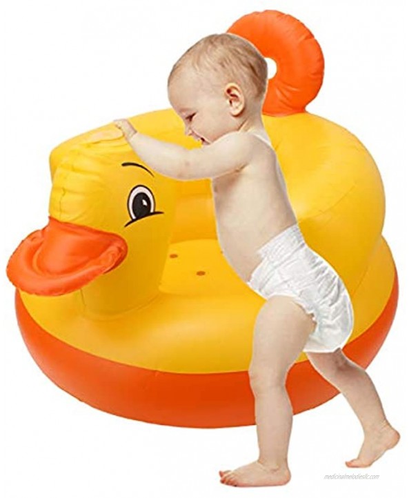 Alvinlite Duck Inflatable Baby Bath Chair Sofa Swimming Pool Beach Float Water Toys for Toddle KidsRound-Yellow
