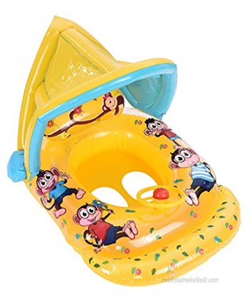 BABUYTOP Summer Baby Inflatable Swimming Ring Float Pool Beach Turtle Monkey Seat Boat Kids Splash & Play Activity Center Water Bed with Sun Shade Canopy Training,1 Months to 3 Years Old