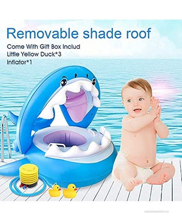 Baby Floats for Pool with Inflatable Canopy Shark Infant Pool Float for Kids Aged 6-36 Months