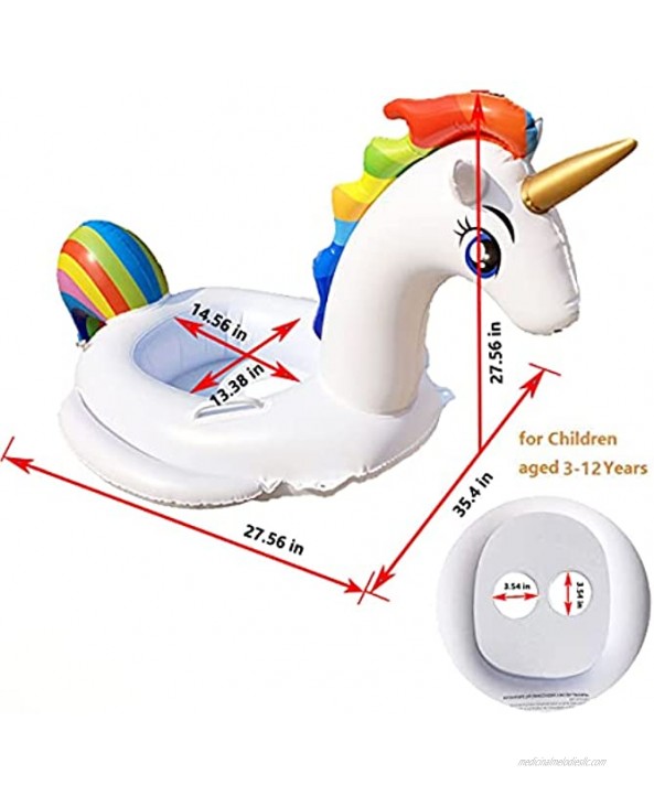 Baby Pool Float Unicorn Toddlers Floaties Infant Inflatable Swimming Ring with Handles Summer Party Lounge Raft Decorations for Kids…