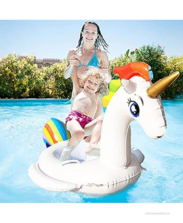 Baby Pool Float Unicorn Toddlers Floaties Infant Inflatable Swimming Ring with Handles Summer Party Lounge Raft Decorations for Kids…