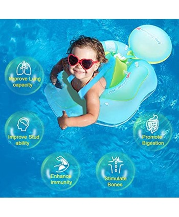 Baby Pool Float,Inflatable Swimming Pool Floats Ring with Safe Bottom Support Children Waist Swim,Water Toys Accessories,Bathtub Swim Trainer for Age of 6-36 MonthsUpgraded Version