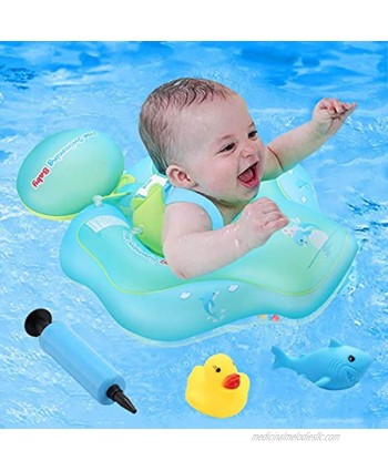 Baby Pool Float,Inflatable Swimming Pool Floats Ring with Safe Bottom Support Children Waist Swim,Water Toys Accessories,Bathtub Swim Trainer for Age of 6-36 MonthsUpgraded Version