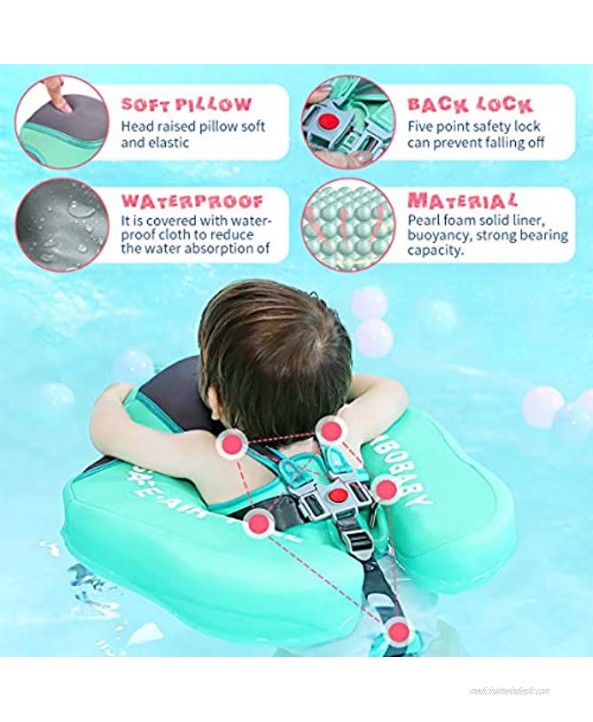 Baby Swim Float with Canopy Non-Inflatable Baby Floats for Pool Adjustable Safety Strap Infant Waist Swimming Ring